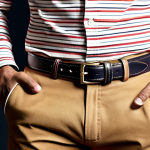 **Prompt:** Tommy Hilfiger leather belt, classic stripe design, worn with formal trousers, sophisticated Bengali gentleman, studio lighting, high quality leather texture visible.